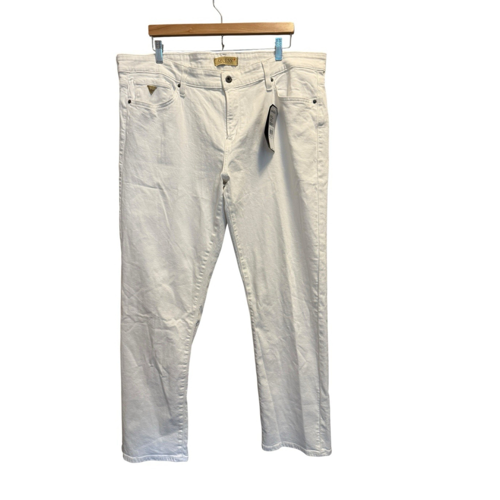 Guess Jeans Mens White Lincoln Slim‎ Straight Denim Pant Casual Size 38x32 NWT